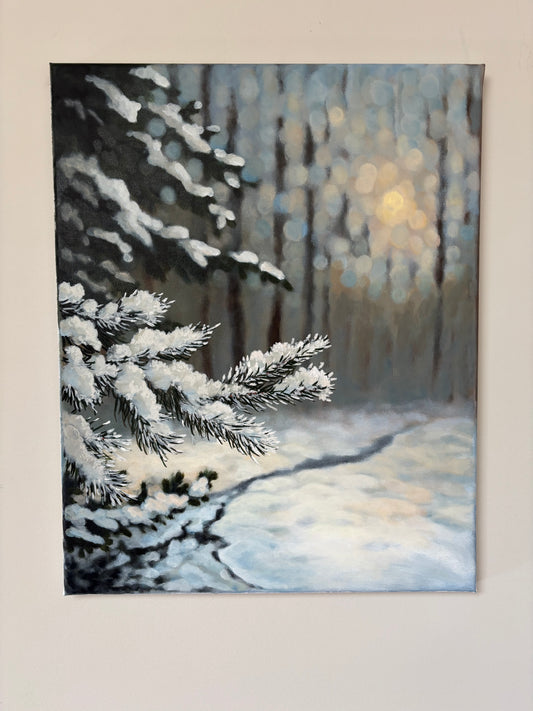 Hushed Winter Light Bokeh Landscape Painting