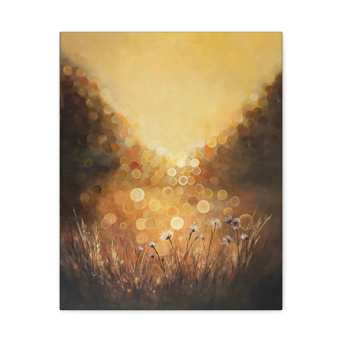 Golden Field | Fine Art Canvas Print | Golden Bokeh Meadow | Matte Canvas, Stretched, 1.25"