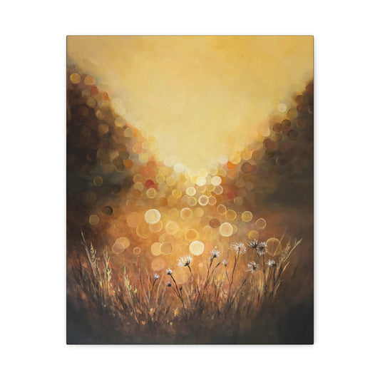 Golden Field | Fine Art Canvas Print | Golden Bokeh Meadow | Matte Canvas, Stretched, 1.25"