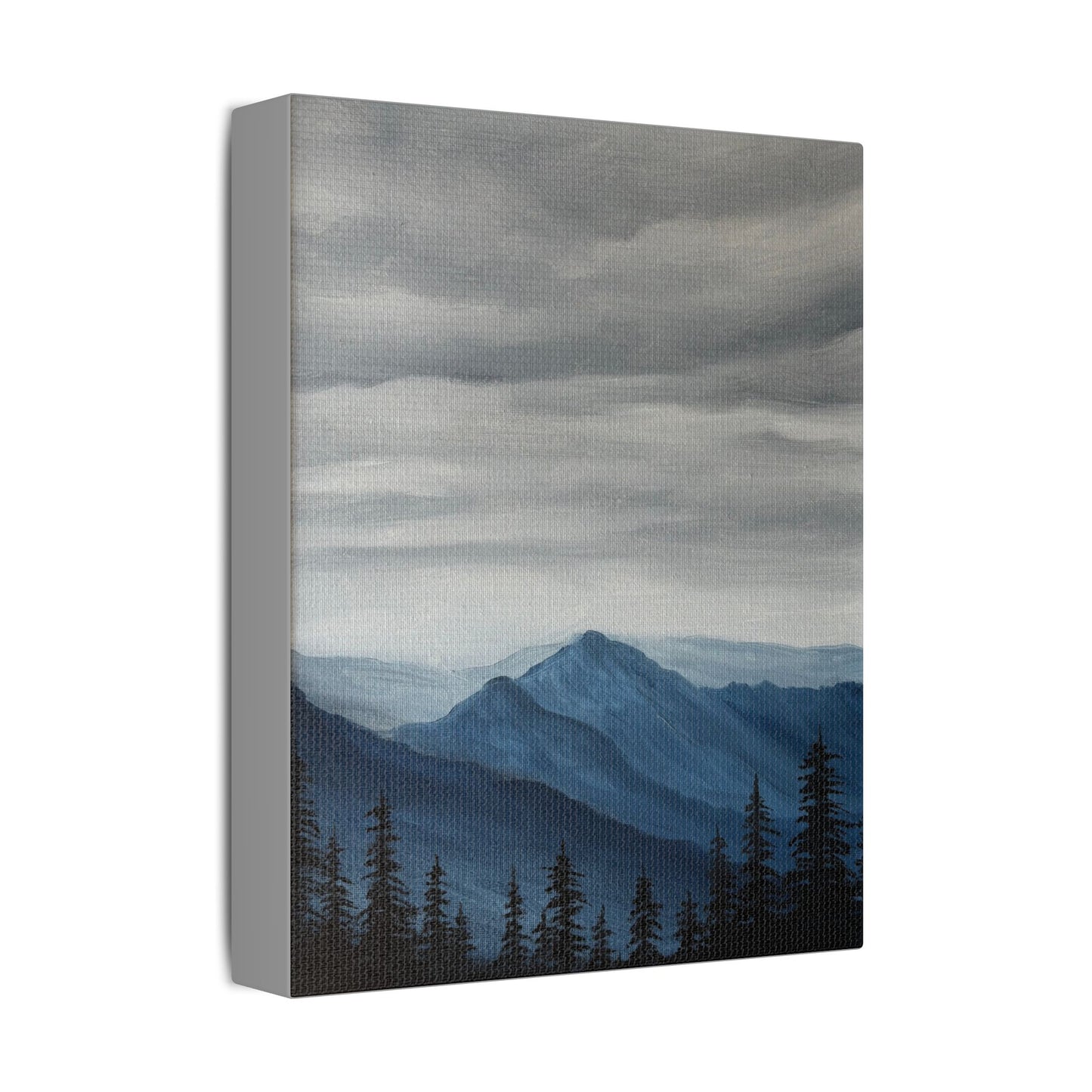 Canvas Wall Art - Gray Skies Mountain Forest Design