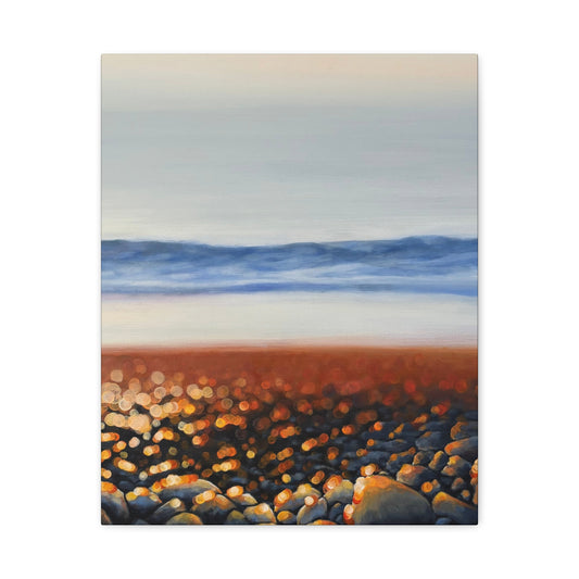 Golden Tide | Fine Art Canvas Print | Coastal Pebble & Bokeh Landscape | Matte Canvas, Stretched, 1.25"