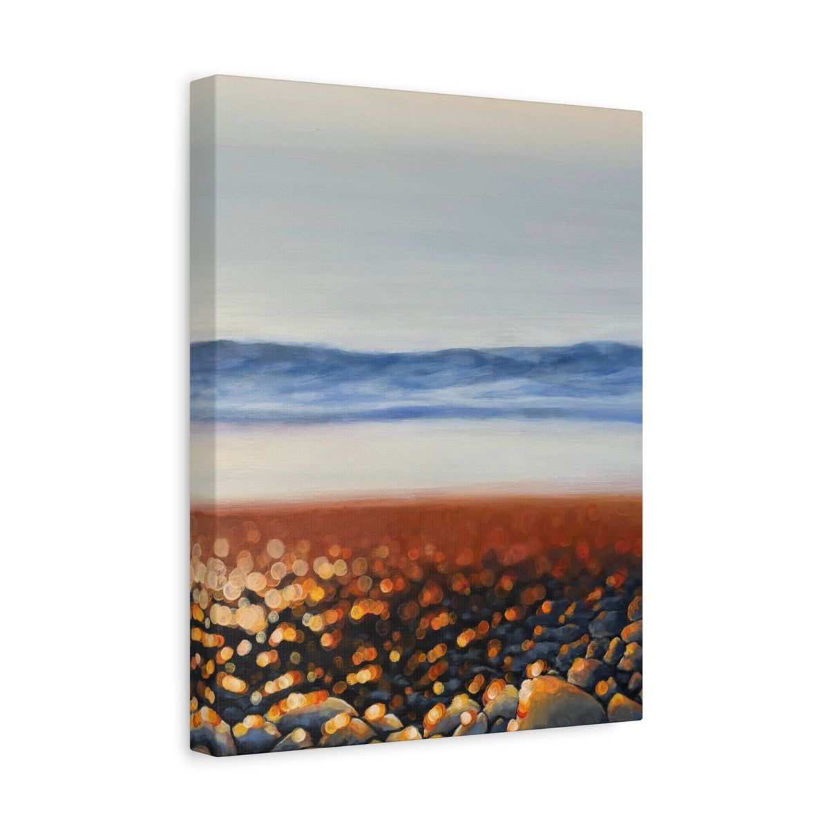 Golden Tide | Fine Art Canvas Print | Coastal Pebble & Bokeh Landscape | Matte Canvas, Stretched, 1.25"