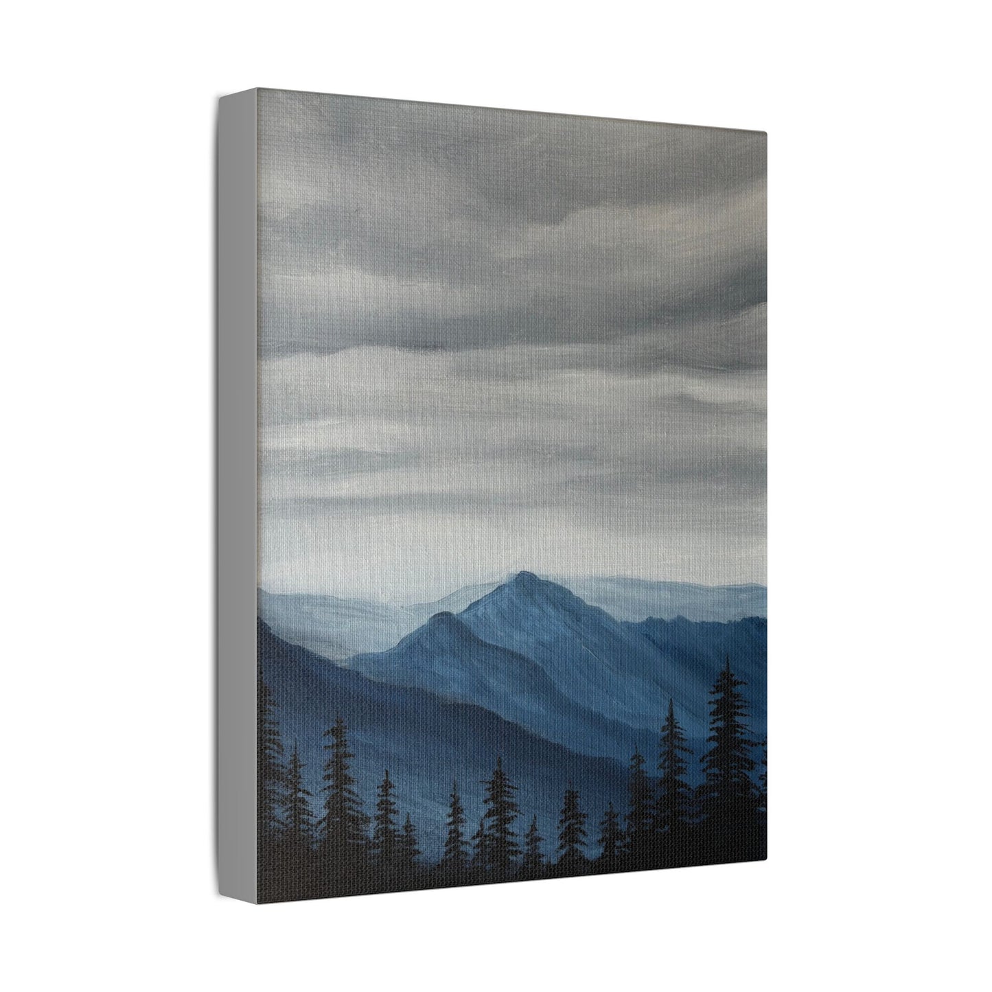 Canvas Wall Art - Gray Skies Mountain Forest Design