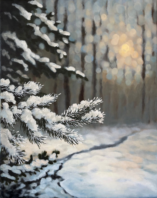 Hushed Winter Light Bokeh Landscape Painting