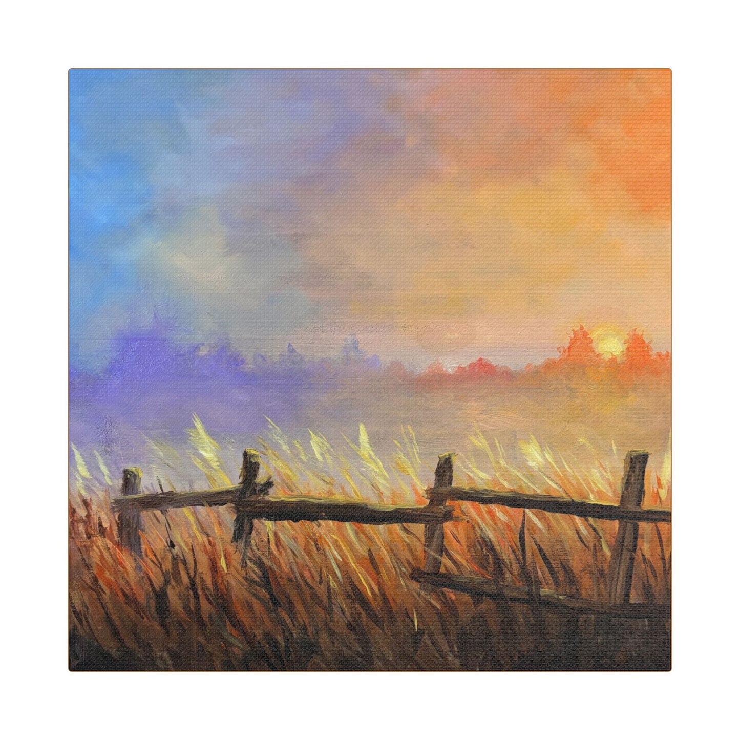 Canvas Wall Art - Autumn Morning Field