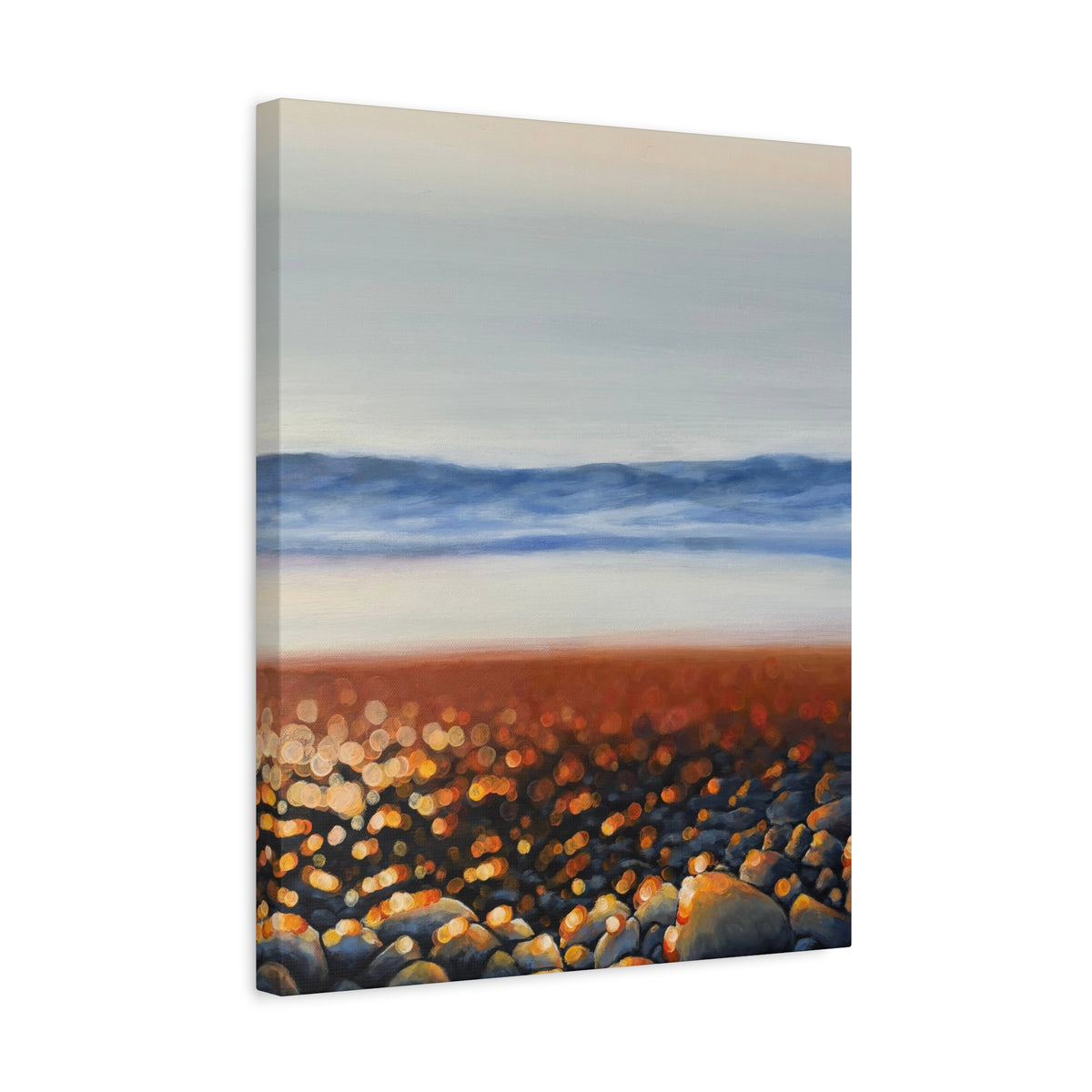 Golden Tide | Fine Art Canvas Print | Coastal Pebble & Bokeh Landscape | Matte Canvas, Stretched, 1.25"