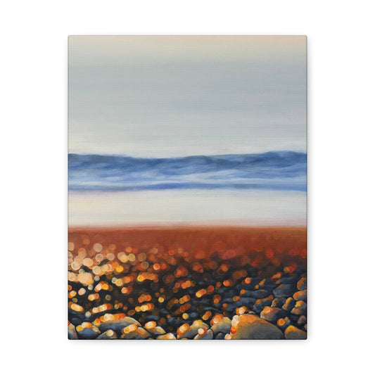 Golden Tide | Fine Art Canvas Print | Coastal Pebble & Bokeh Landscape | Matte Canvas, Stretched, 1.25"