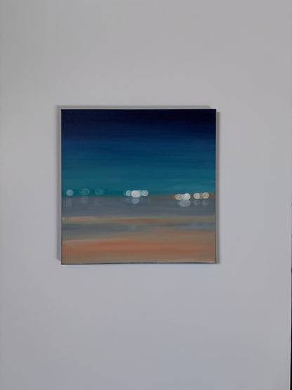 Coastal Glow Original Abstract Seascape Painting | Modern Beach Bokeh Wall Art