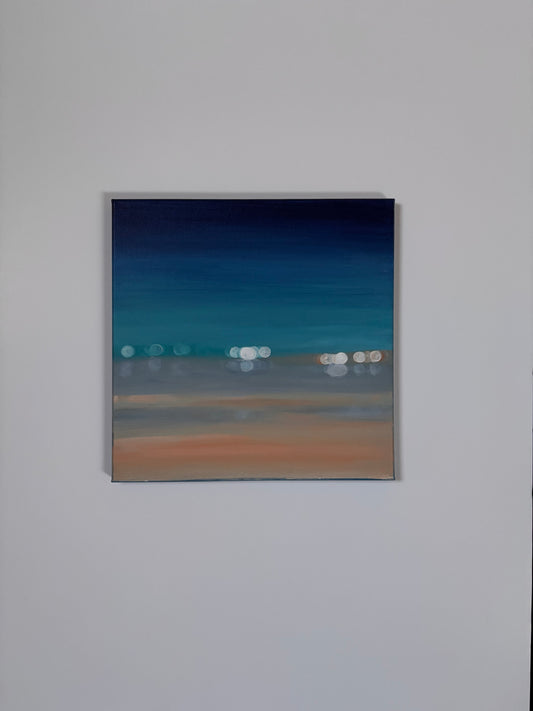 Coastal Glow Original Abstract Seascape Painting | Modern Beach Bokeh Wall Art