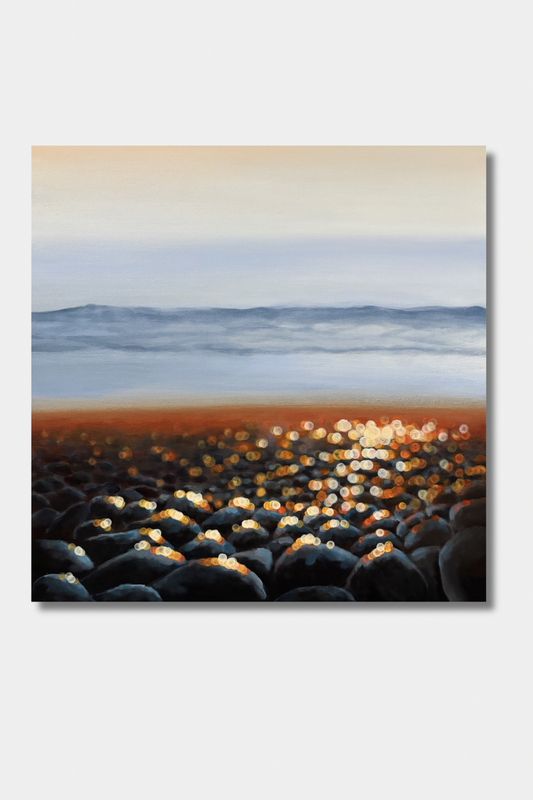 Golden Tide Bokeh Seascape Painting