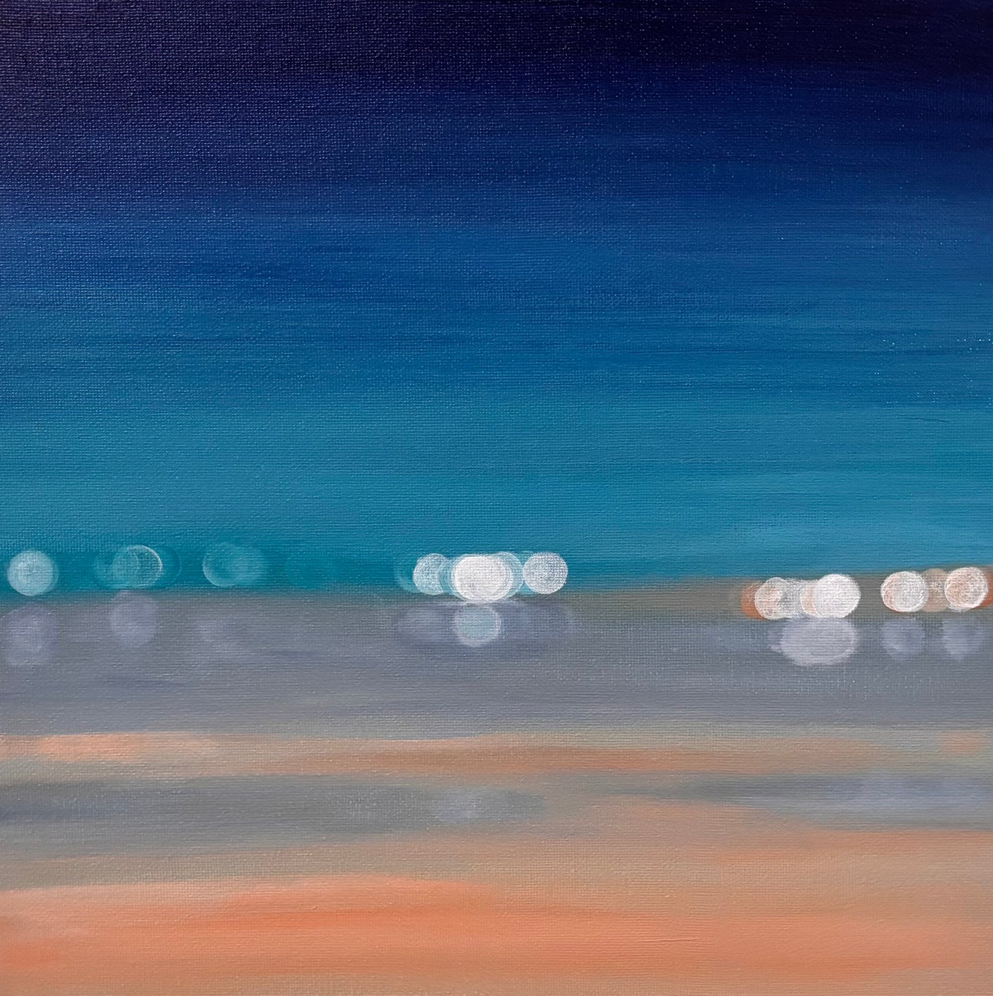 Coastal Glow Original Abstract Seascape Painting | Modern Beach Bokeh Wall Art