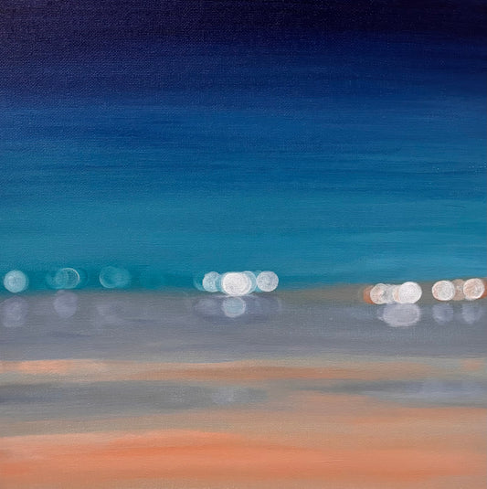 Coastal Glow Original Abstract Seascape Painting | Modern Beach Bokeh Wall Art