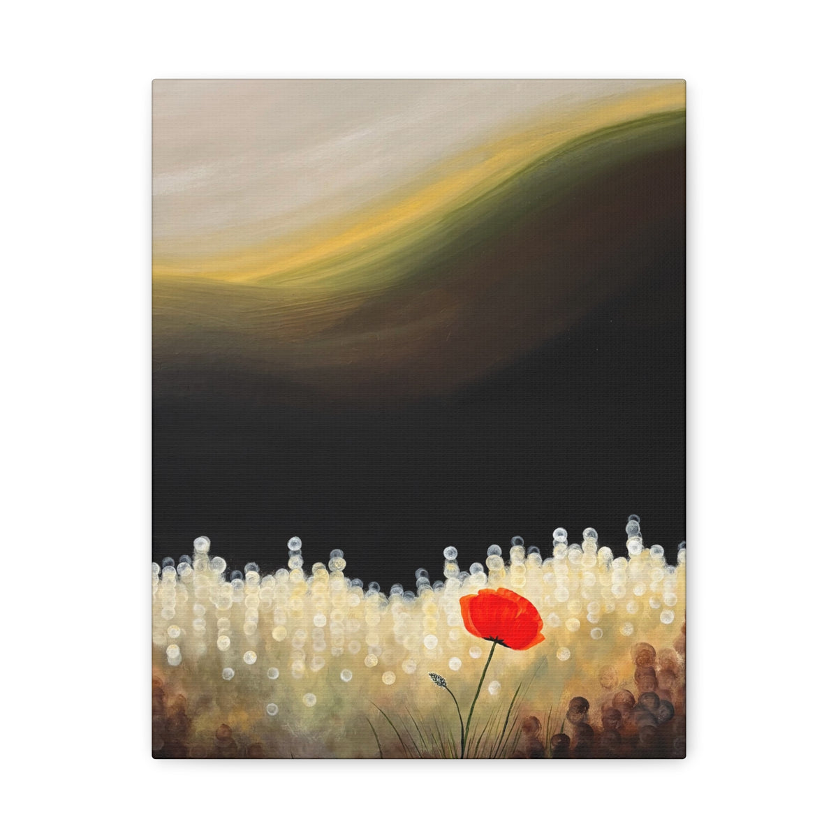 Glowing Poppy Meadow | Fine Art Canvas Print | Red Poppy & Golden Bokeh Landscape | Matte Canvas, Stretched, 1.25"