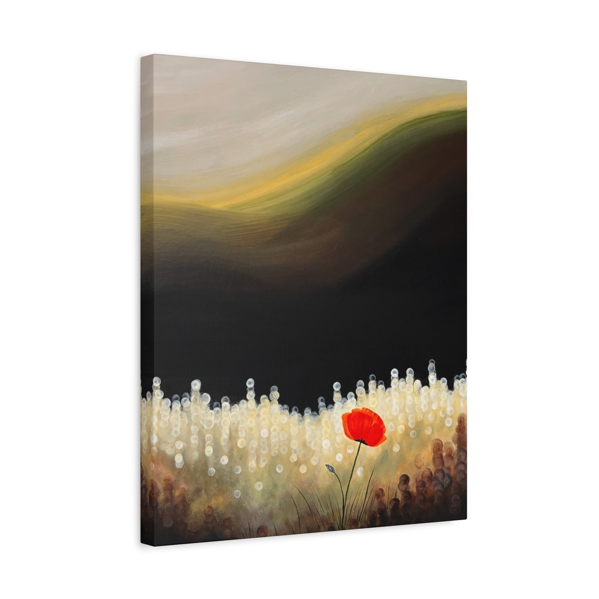 Glowing Poppy Meadow | Fine Art Canvas Print | Red Poppy & Golden Bokeh Landscape | Matte Canvas, Stretched, 1.25"