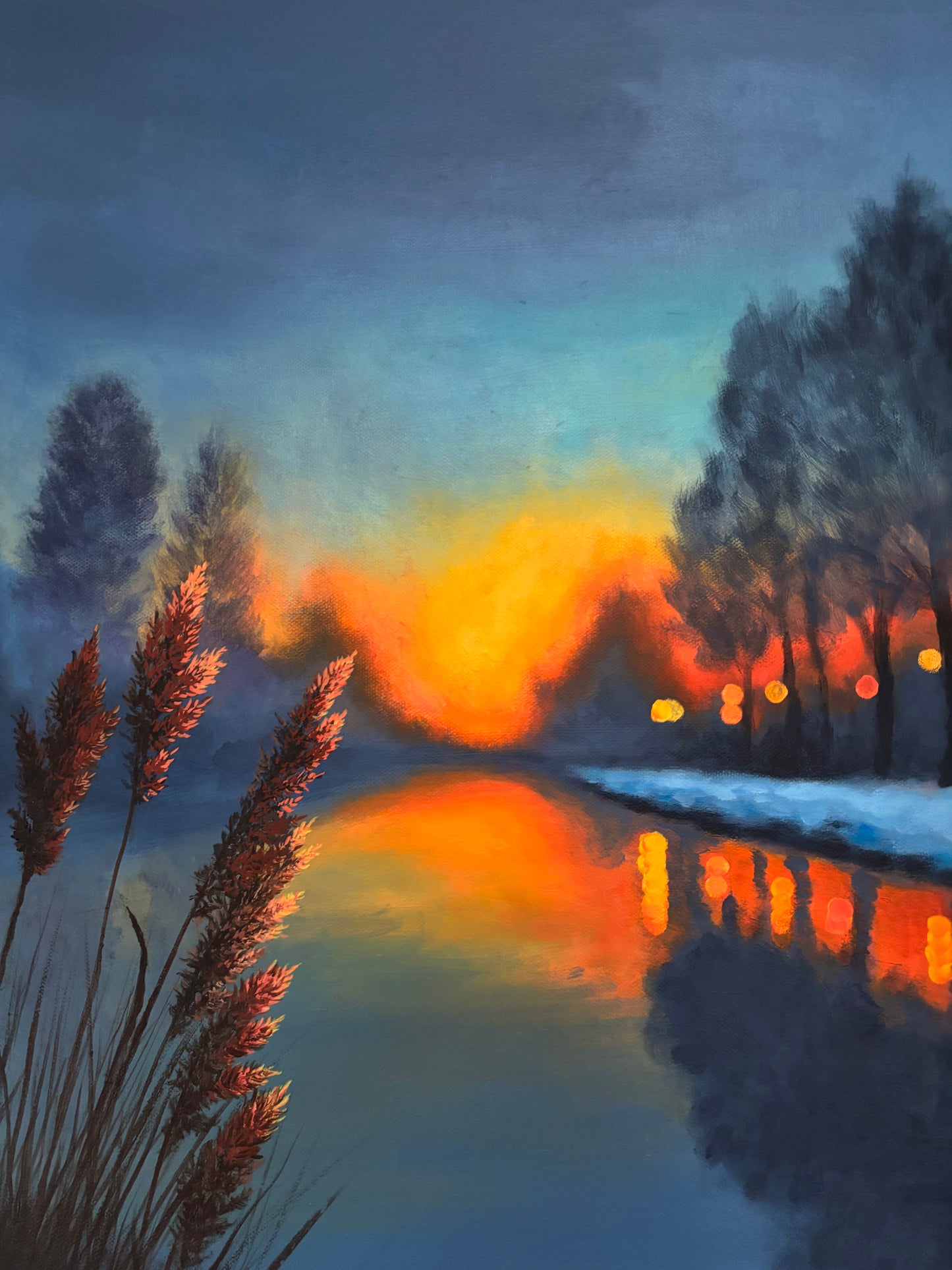 Ember Stillwater Bokeh Landscape Painting