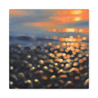 Embers on the Tide | Fine Art Canvas Print | Coastal Sunset Bokeh | Matte Canvas, Stretched, 1.25"
