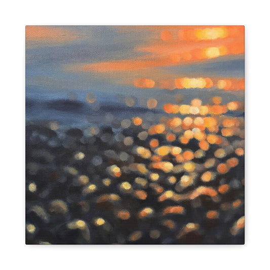 Embers on the Tide | Fine Art Canvas Print | Coastal Sunset Bokeh | Matte Canvas, Stretched, 1.25"