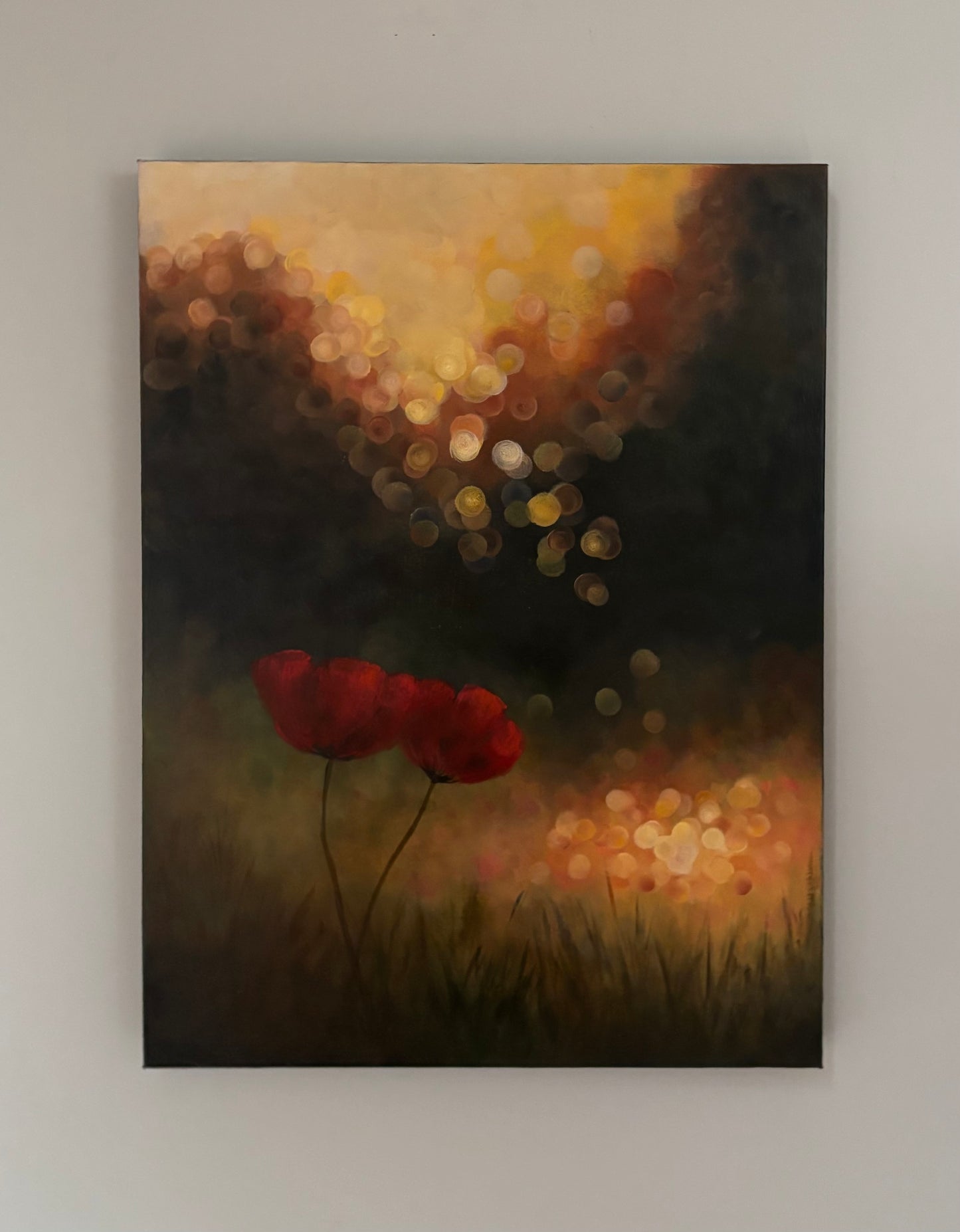 Whispers of Red- Bokeh landscape with subtle poppy glow