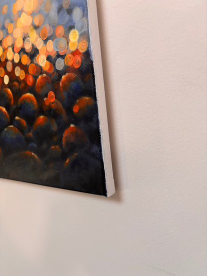 Where the Light Rests | Original Pebble Landscape Acrylic Painting | Bokeh Nature Wall Art