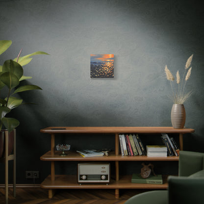 Embers on the Tide | Fine Art Canvas Print | Coastal Sunset Bokeh | Matte Canvas, Stretched, 1.25"