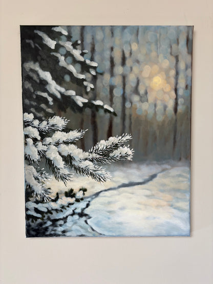 Hushed Winter Light Bokeh Landscape Painting