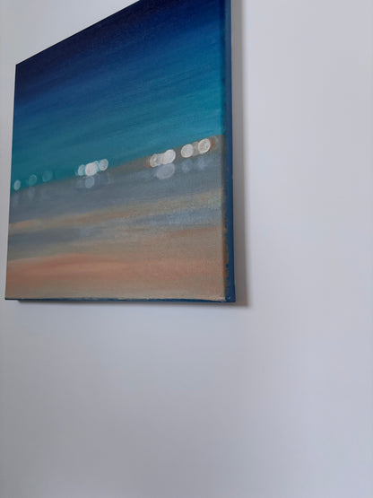 Coastal Glow Original Abstract Seascape Painting | Modern Beach Bokeh Wall Art