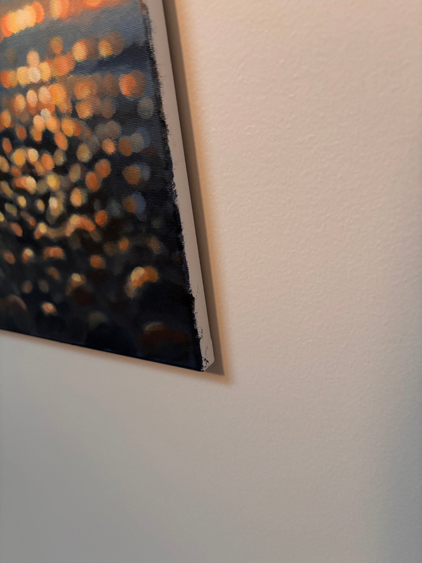 Embers on the Tide | Original Bokeh Coastal Sunset Acrylic Painting